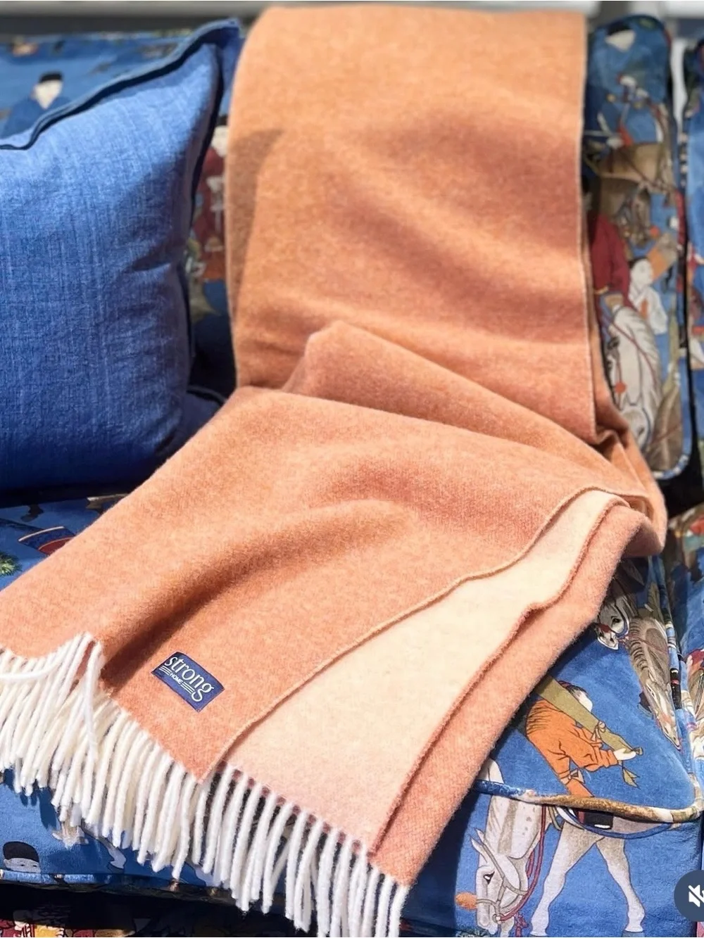 Strong Home Twin Color Superfine Lambswool Throw Made In Italy Pumpkin Melange